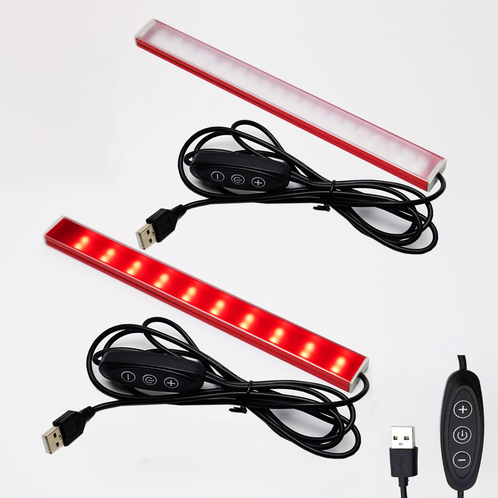 660nm & 850nm Red Light Strip, 9.6 Inch Near Infrared Light Bar with 5 Brightness Levels, USB Powered Red Light for Muscle Relaxation, Home & Fitness Use