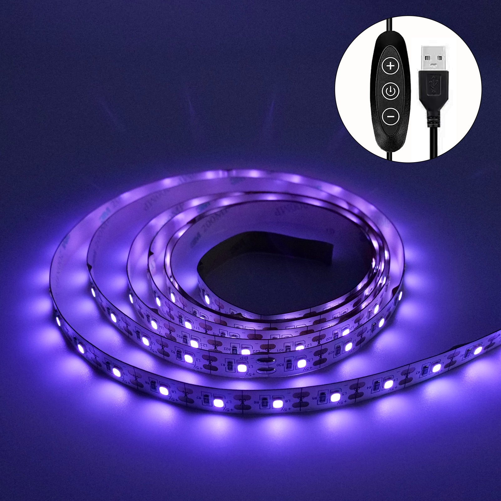 395nm UV Black Light LED Strip 6.6FT (2M), USB Powered Blacklight Strip, 120 LEDs High Brightness, Flexible & Cuttable, Glow in The Dark Lights for Room, Party, TV Backlight, Halloween Decor