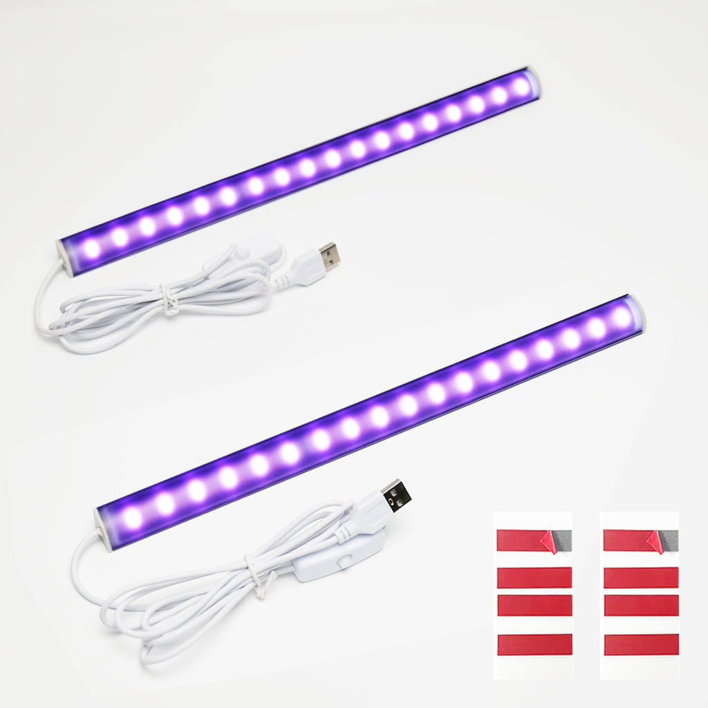 2 Pack UV Black Light Bar , USB Powered Ultraviolet Light Bar for Body Paint Glow Party, Fluorescent Posters, UV Resin Curing & Pet Urine Detector