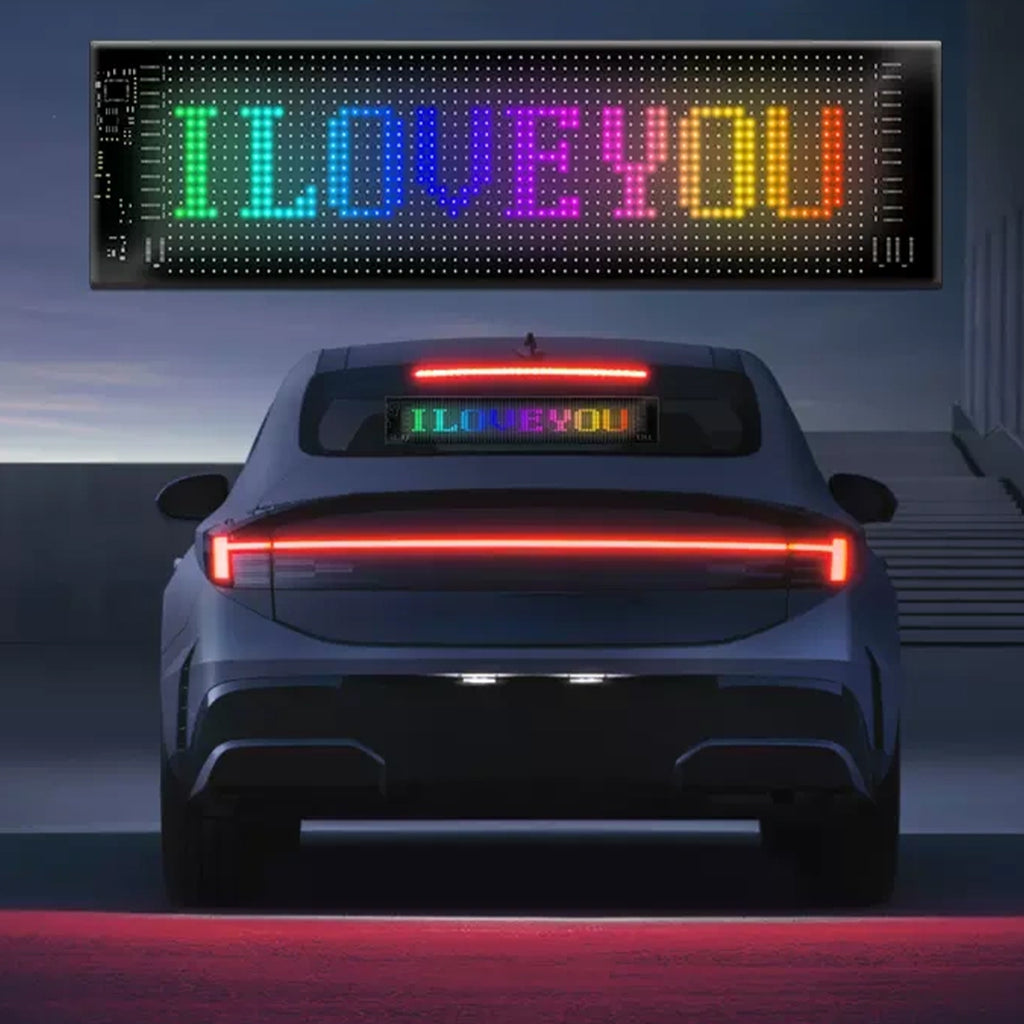 Flexible LED Scrolling Sign, APP Controlled Waterproof IP65 Advertising Sign by USB,Custom Text & Patterns Color Changing Programmable LED Display for Car , Indoor , Store , Concerts（15"×4" ）