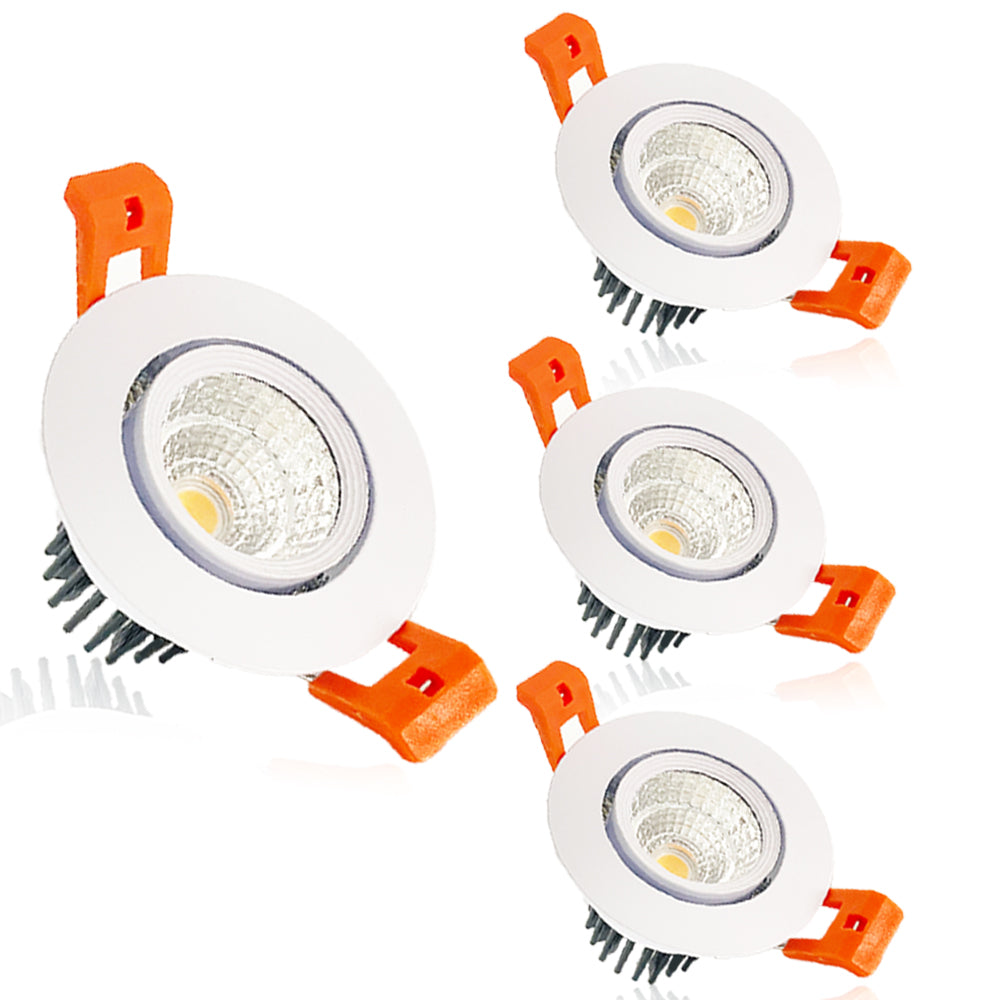 2 Inch 3W COB Recessed Downlight , Dimmable recessed lighting ,60° beam Angle, 3000K Warm White, 220 Lumens, 80+ CRI, Ideal for Living Room & Bedroom,White(4 Pack)