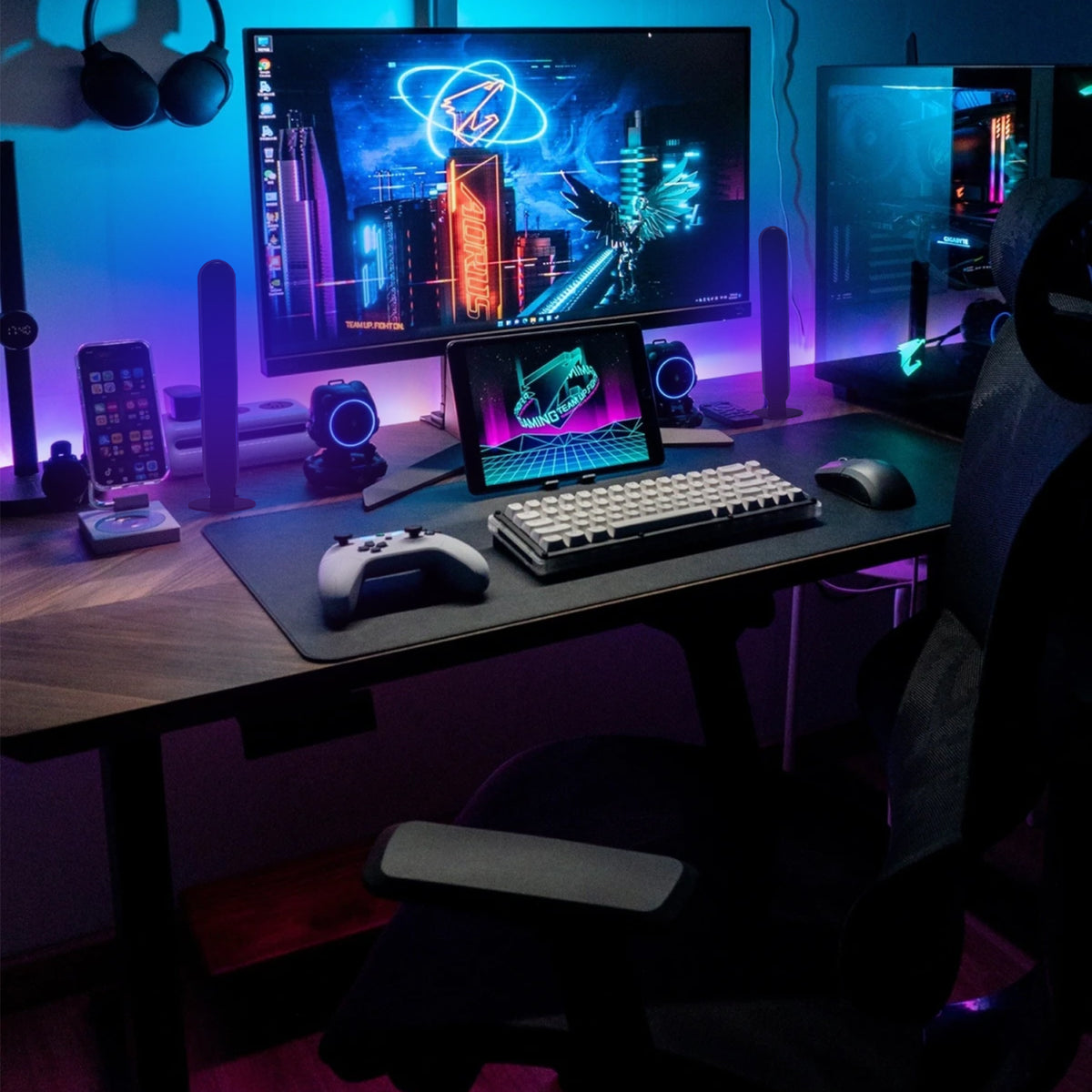 Dual RGB Light Bar, USB Powered LED Ambient Lighting with APP & Remote Control, Smart Mood Light Bar with Music Sync for Gaming Desk, TV Backlight, Streaming Setup, Bedroom Decor