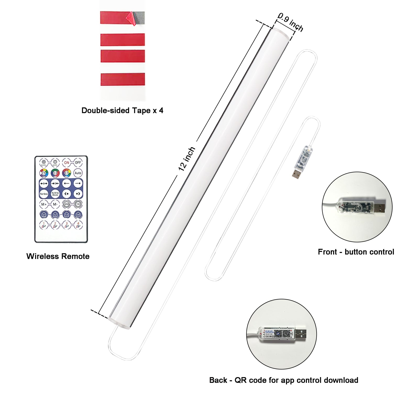 12" Under Monitor RGB Light Bar-Dense LEDs,16 Million Hues ,USB-Powered, 3-Control (Button/Remote/App),LED Ambient Light for Gaming Room, Display Case & Desk Aesthetic Lighting