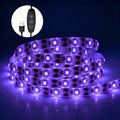 395nm UV LED Light Strip 6.6FT (2M), USB 5V 2A Black Light Strip, 60 LEDs/M, IP65 Waterproof, 5-Level Dimmable UV Strip Lights for Glow Party, Fluorescent Posters, Halloween Decorations