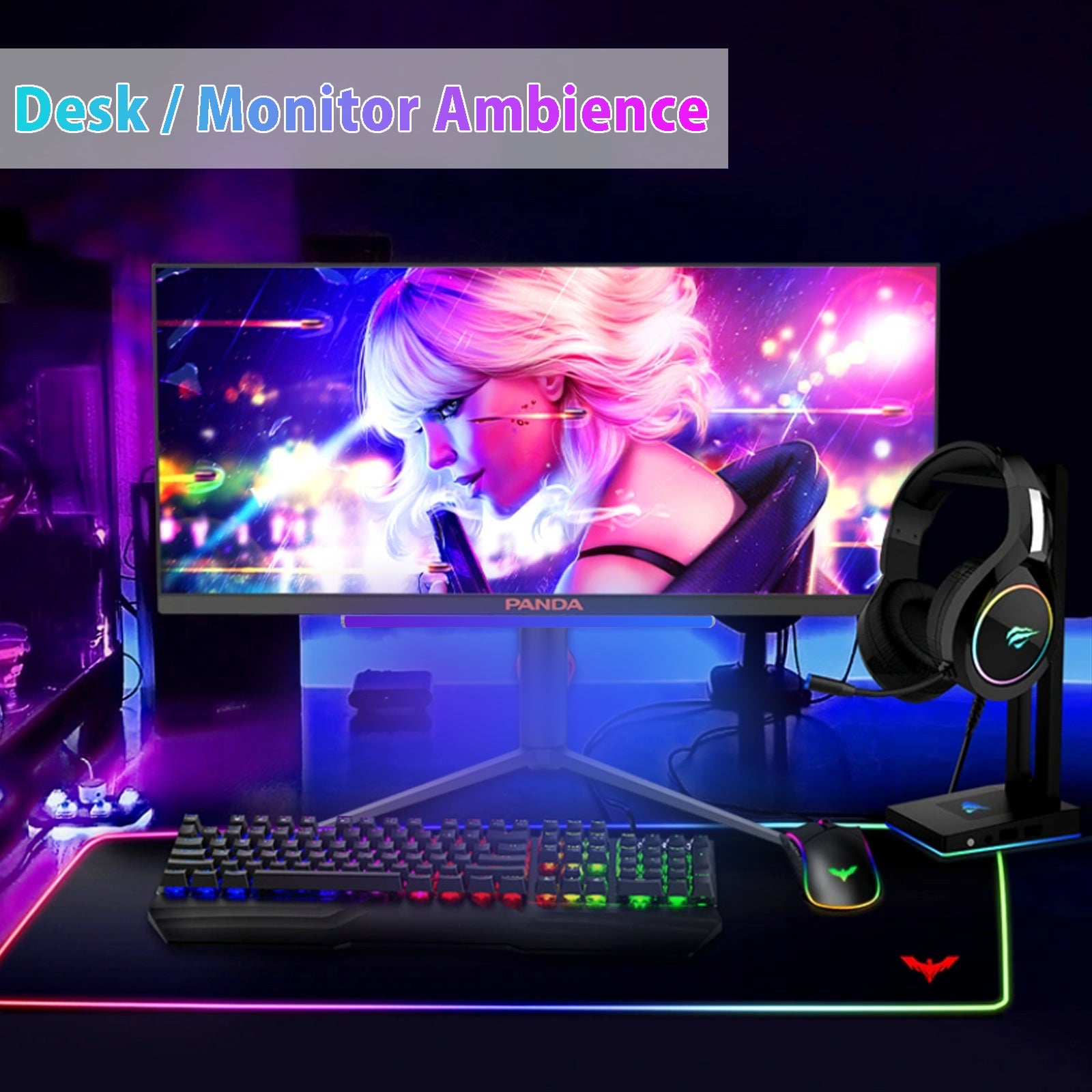 12" Under Monitor RGB Light Bar-Dense LEDs,16 Million Hues ,USB-Powered, 3-Control (Button/Remote/App),LED Ambient Light for Gaming Room, Display Case & Desk Aesthetic Lighting