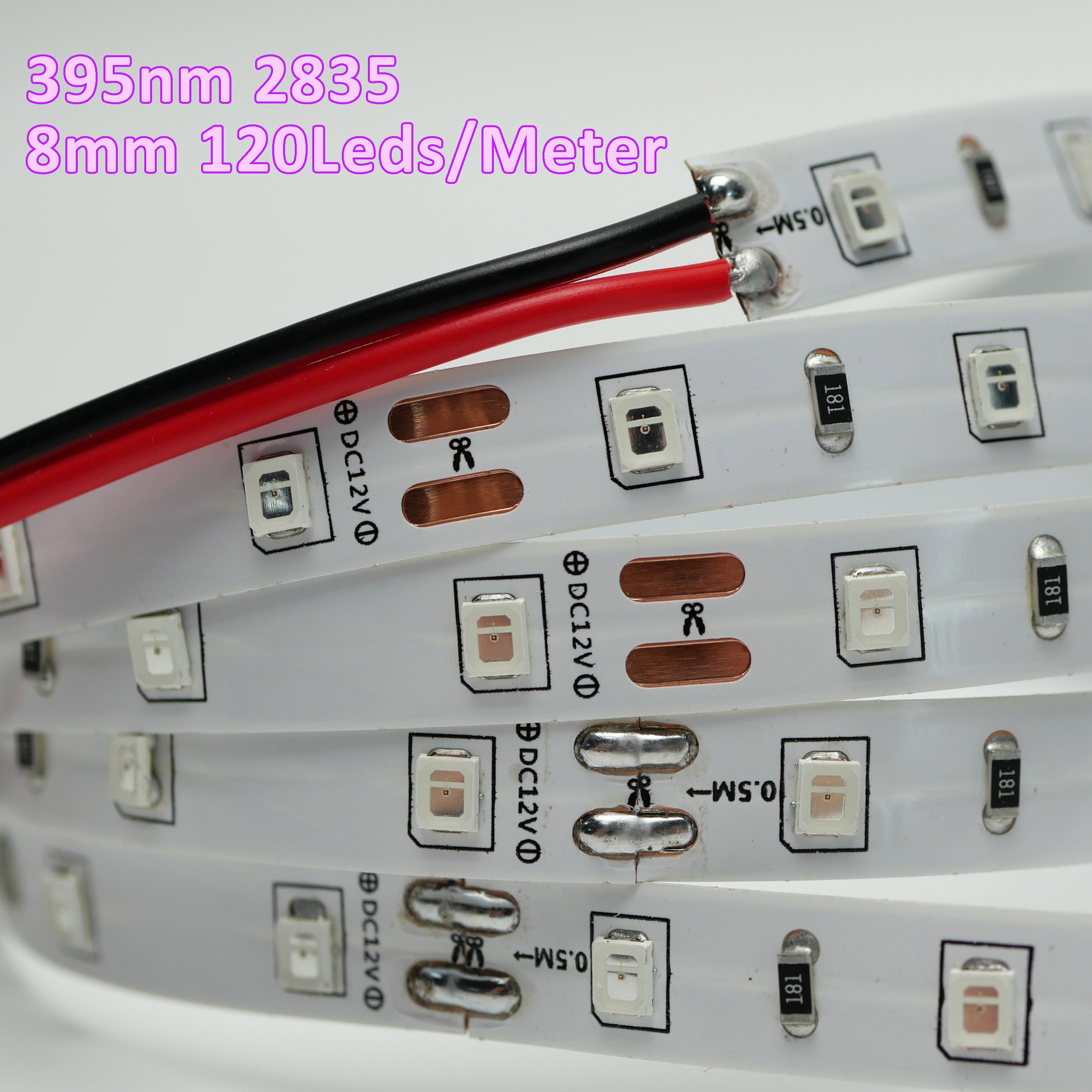 395nm UV LED Strip Light, 12V 5M (IP65) 120LEDs/M High Bright Non-Waterproof Black Light Strip, Flexible UV Blacklight for Fluorescent Party, Resin Curing, Stage Glow Lighting Decoration