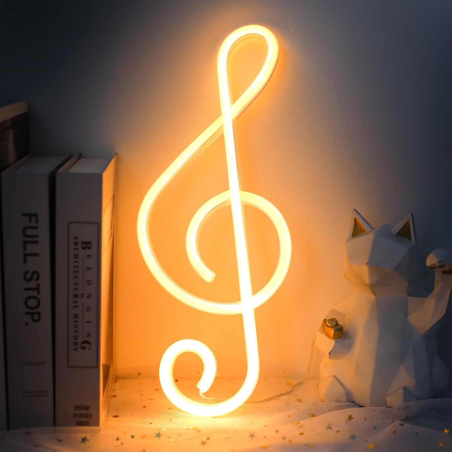 LED Neon MUSIC Sign By USB - Adjustable Brightness With ON/Off Switch , Wall Decor LED Sign for Bar Stage Atmosphere Decorative.13.5cm/5.3"x 35cm/13.8"
