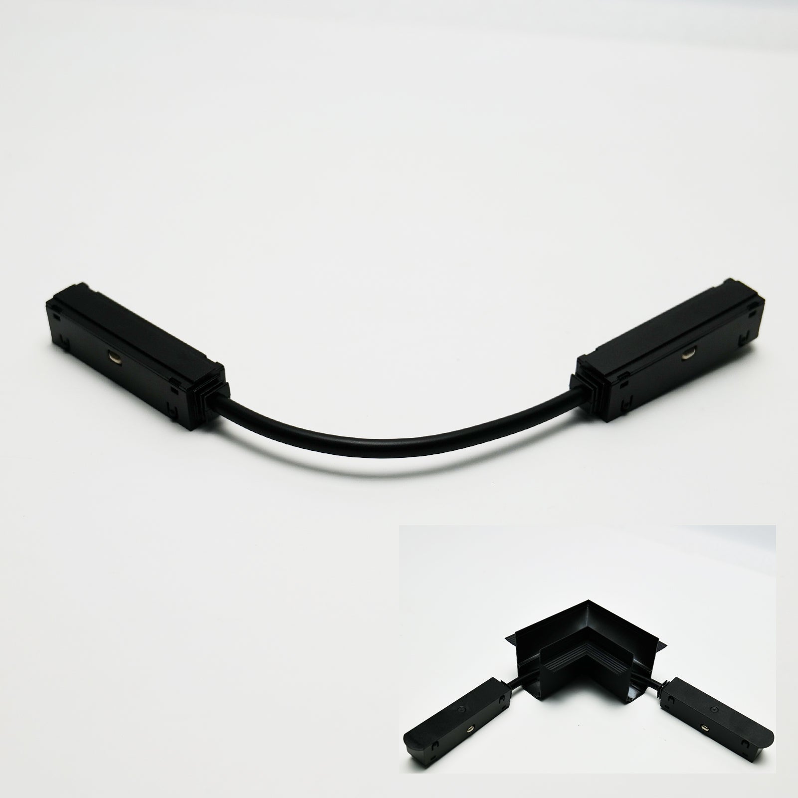 L Shape H Track Lighting Connector, Black 90 Degree Corner Connector with Conductive Module, Hidden Power Connector for H Type Track Rail System