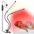 Dual Head Sleep Aid Lamp with 660nm Red Light & Warm White, USB Clip On Reading Light, Dimmable Bedside Lamp with 3H/9H/12H Timer for Bedroom Headboard Desk