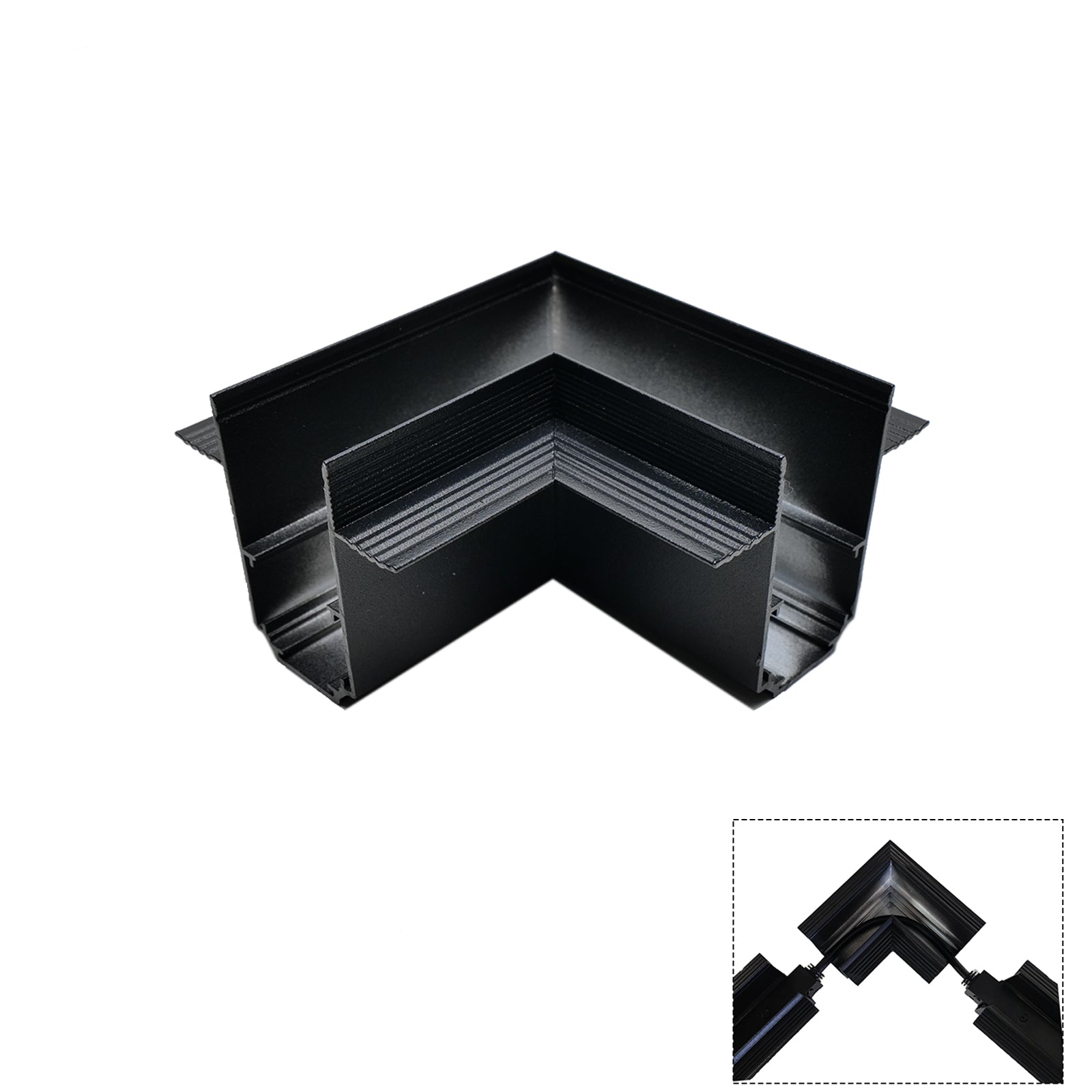90 Degree Horizontal Track Connector for Magnetic Track Lighting System, Aluminum Corner Connector (No Power Transfer), Requires Conductive Connector, 24V Ceiling Track Rail Accessory
