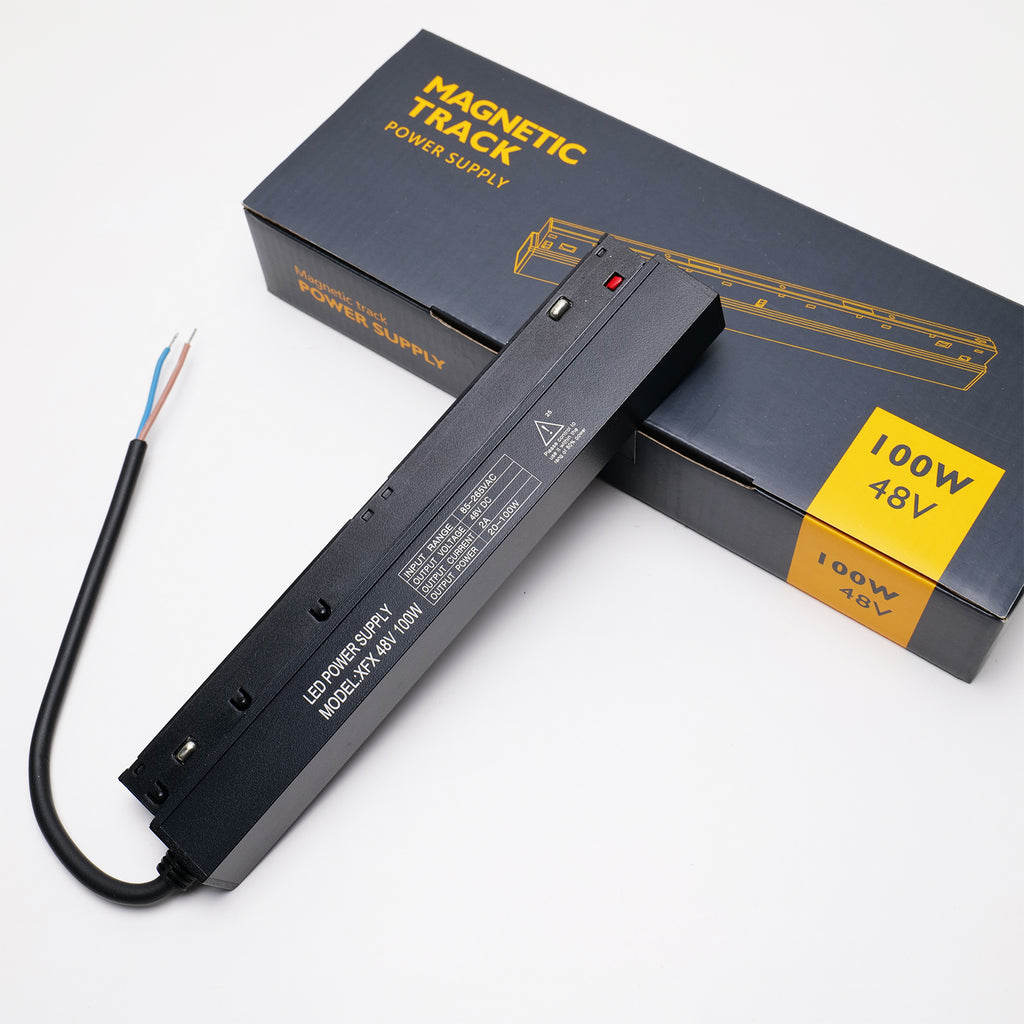 Integrated 48V 100W Track Lighting Power Supply, Built-in LED Driver Transformer for Magnetic Track Rail System, Low Voltage Ceiling Lighting Solution