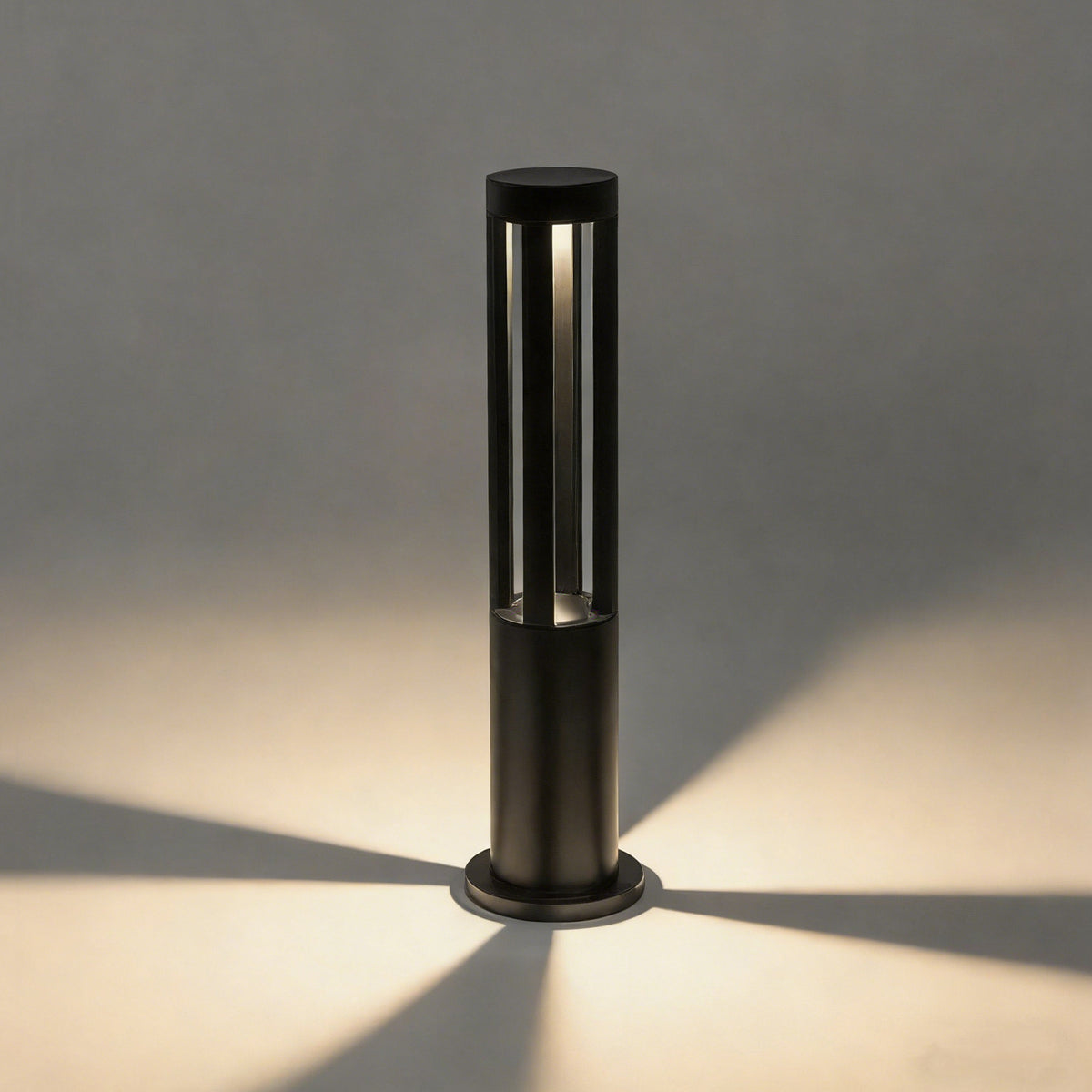 23.8 Inch Round LED Outdoor Bollard Light, 5W Modern Black Pathway Light, IP65 Waterproof Lawn & Garden Landscape Lighting for Yard, Patio, Walkway