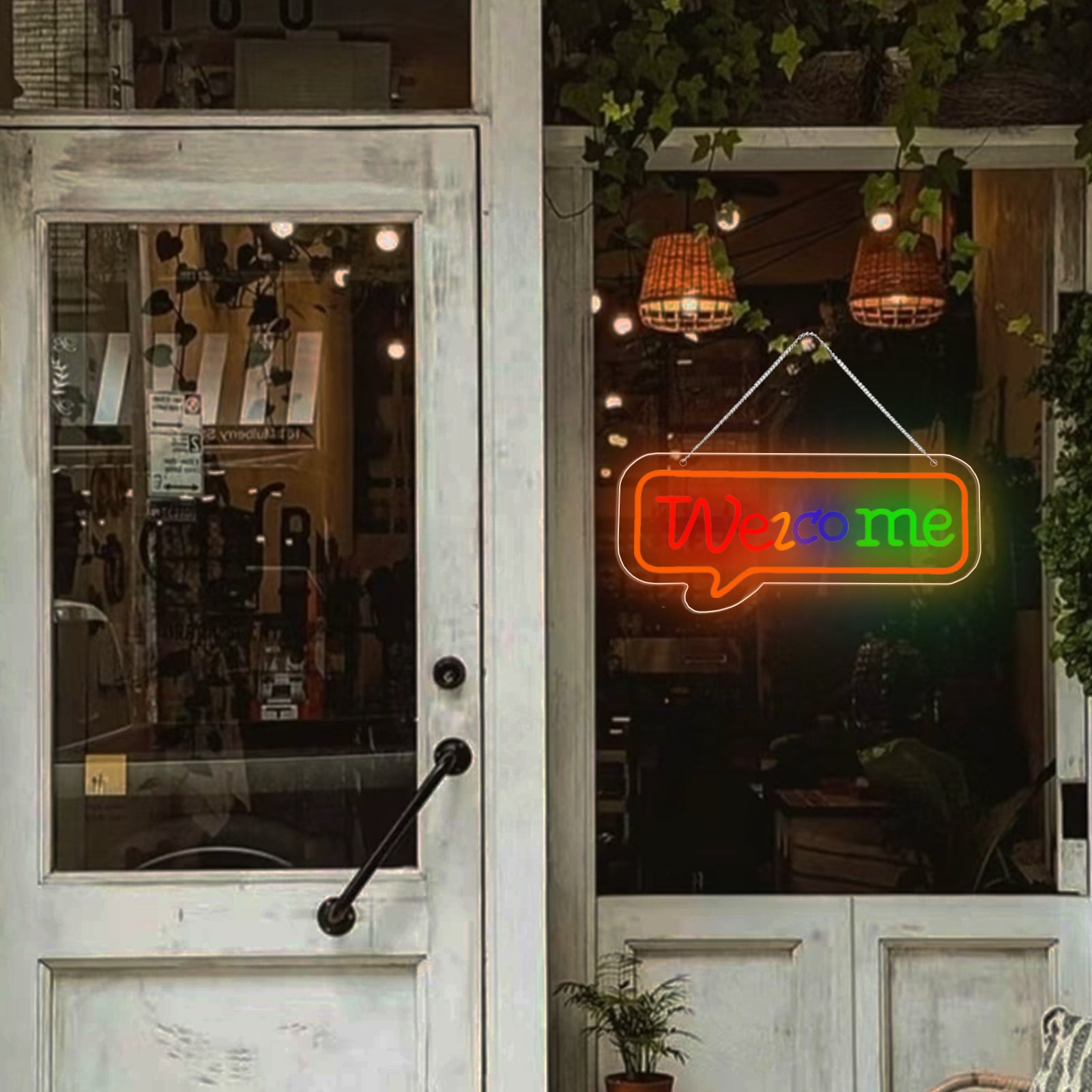 Welcome LED Neon Sign By USB Powered ,Door Sign with 5 Brightness Levels, Vibrant Welcome Sign for Shops, Cafés, Bars & Salons , Eye-Catching Window or Wall Decor (size）