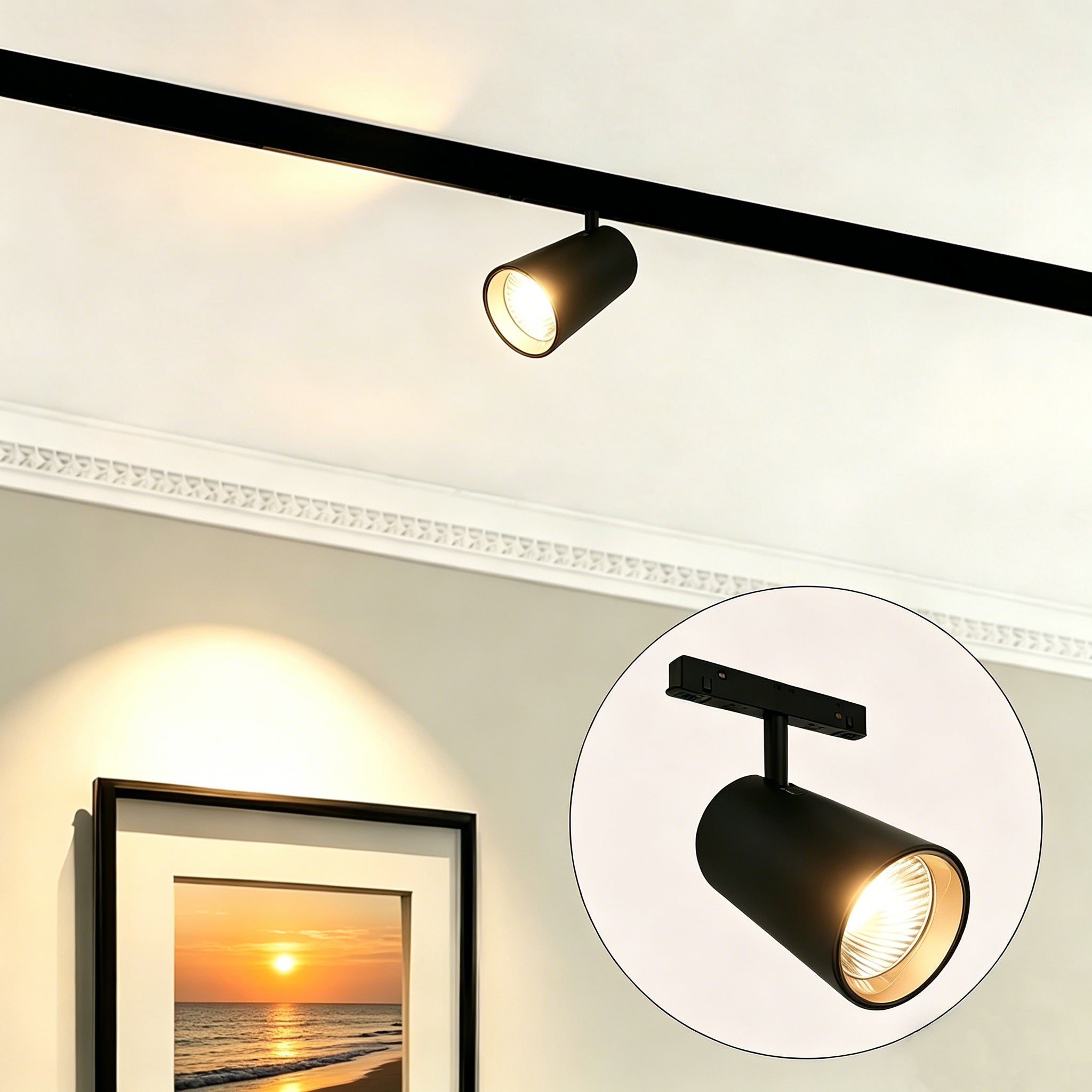 20W Magnetic Track Spotlight, 3000K Warm White LED Track Light Head, 90° Adjustable Beam, 48V DC Low Voltage Ceiling Track Lighting Fixture for Magnetic Track System, for Home Retail Gallery