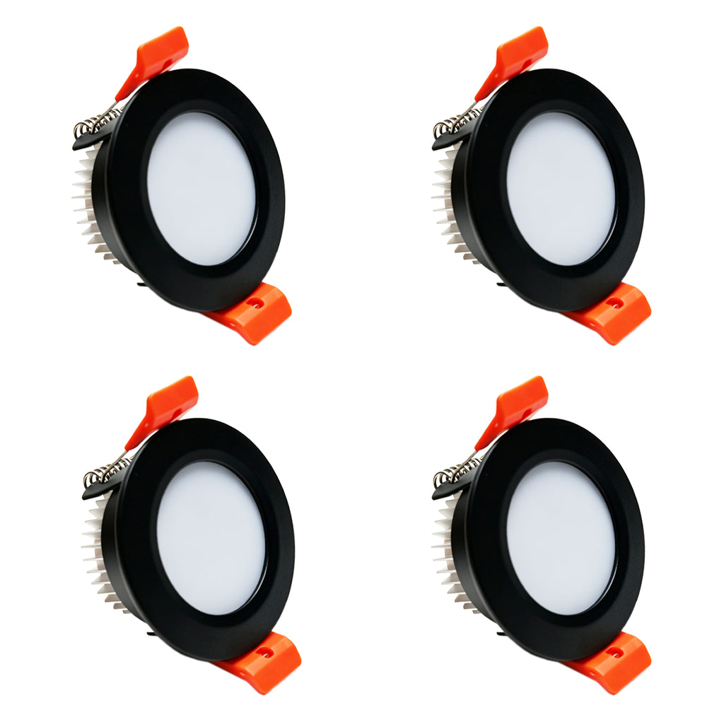 2 Inch Canless LED Recessed Lighting 4 Pack, 3W Slim Wafer Downlight, 4000K Natural White, CRI90+, Dimmable Ceiling Light with Junction Box, Black Finish for Kitchen, Closet & Hallway