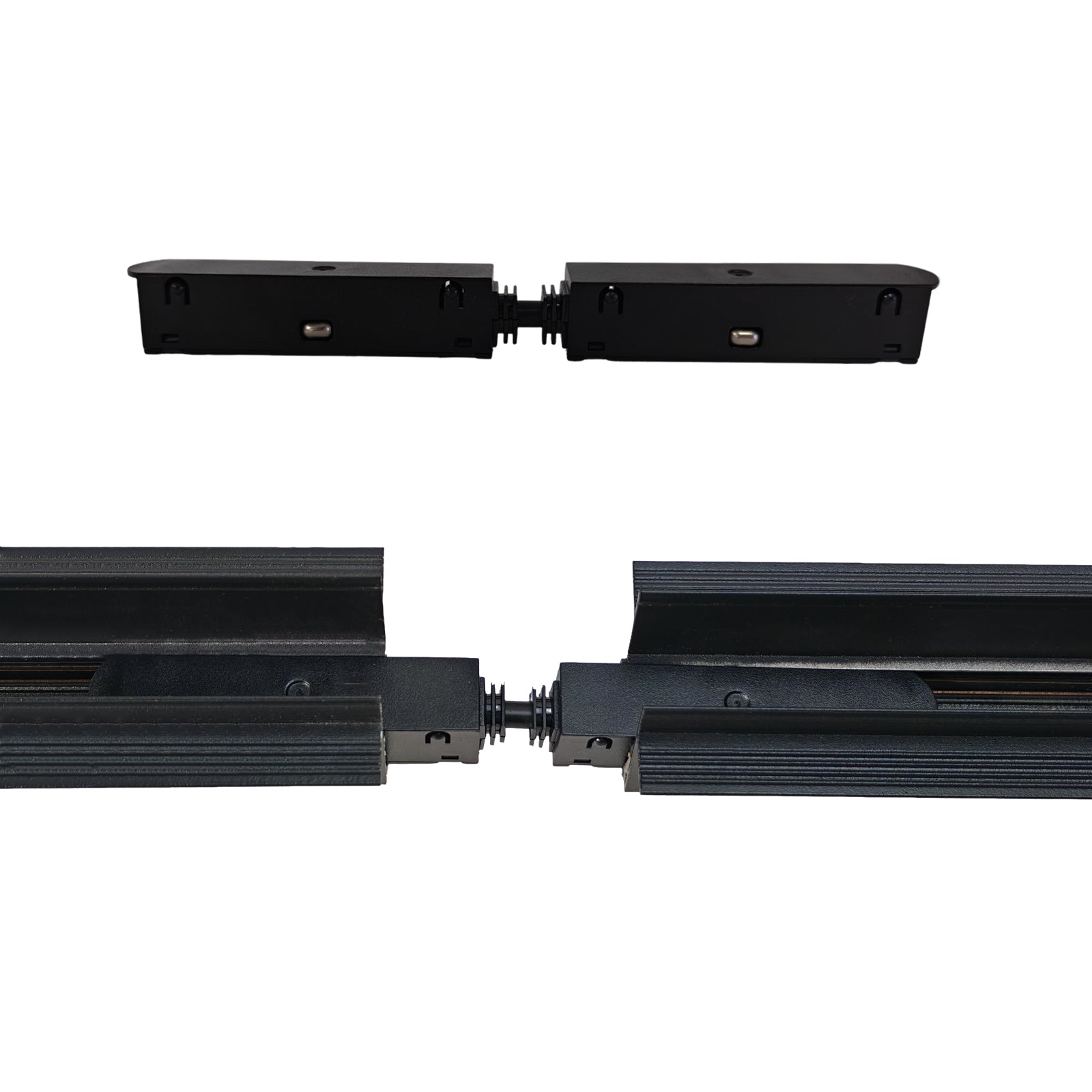H Type Track Lighting Connector, Black Hidden Straight Connector with Conductive Module, Direct Inline Track Rail Connector for H Track Lighting System, Seamless Power Connection Accessory
