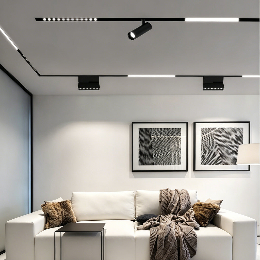 3.3FT Flush Mount Aluminum Track Rail,Recessed Ceiling Lighting Track, Magnetic Track Lighting System, Modern Ceiling Track for Living Room, Kitchen, Retail Display Lighting