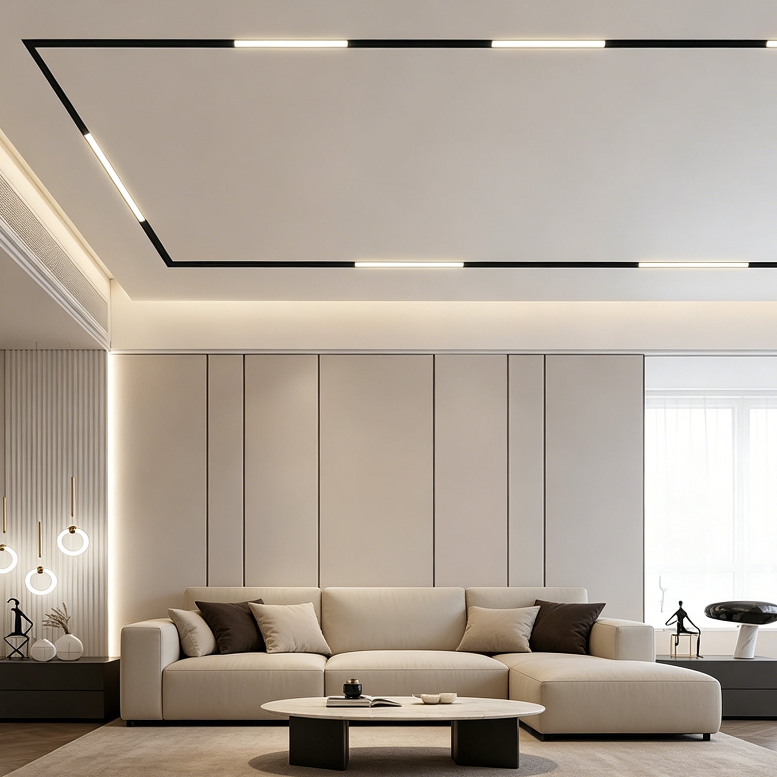 24 Inch Magnetic Track Light Head, 24W Linear Flood Light, 4000K Neutral White LED Ceiling Track Lighting Fixture, 120° Wide Beam, 48V DC Magnetic Track System