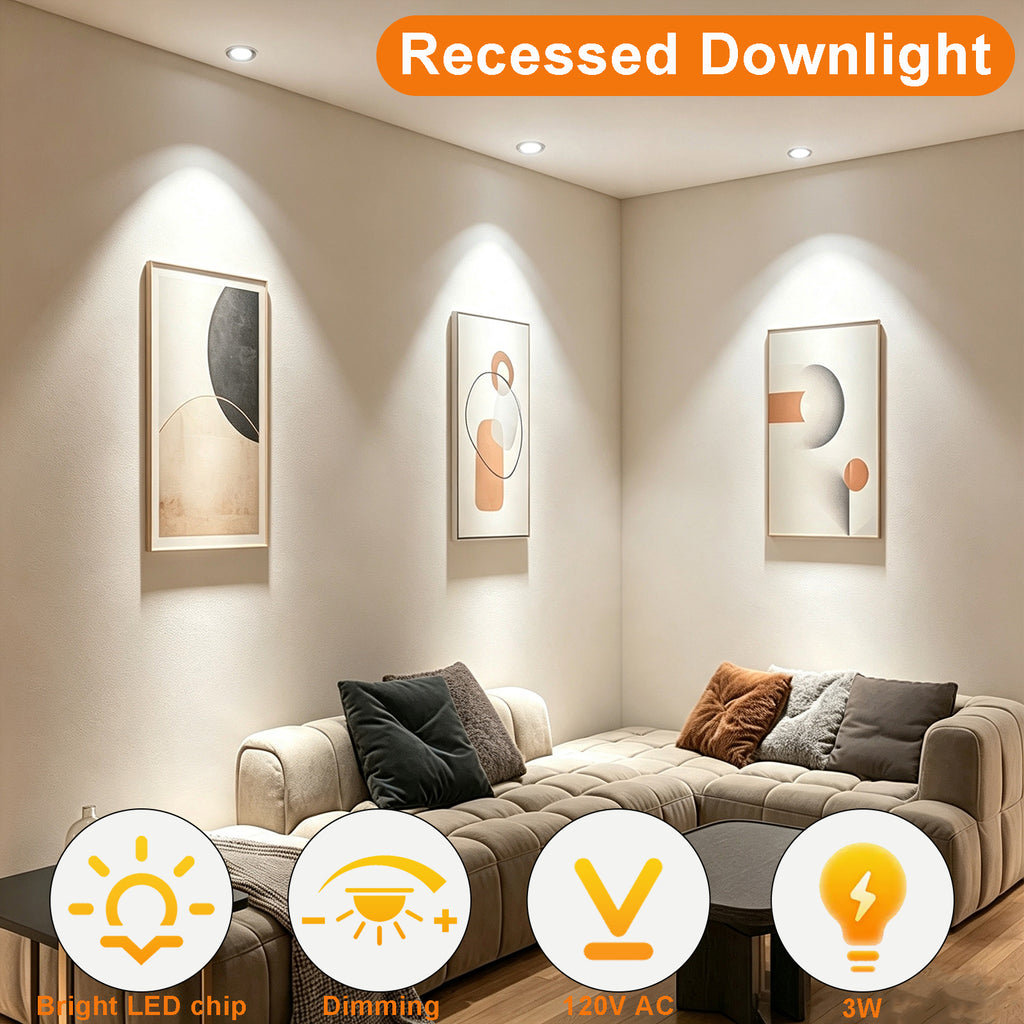 2 Inch LED Ceiling Downlight 4 Pack, 3W Black Flush Mount Wafer Light, 5000K Daylight White, CRI90+, Dimmable Canless Recessed Fixture with Junction Box for Bathroom, Garage, Laundry Room & Office