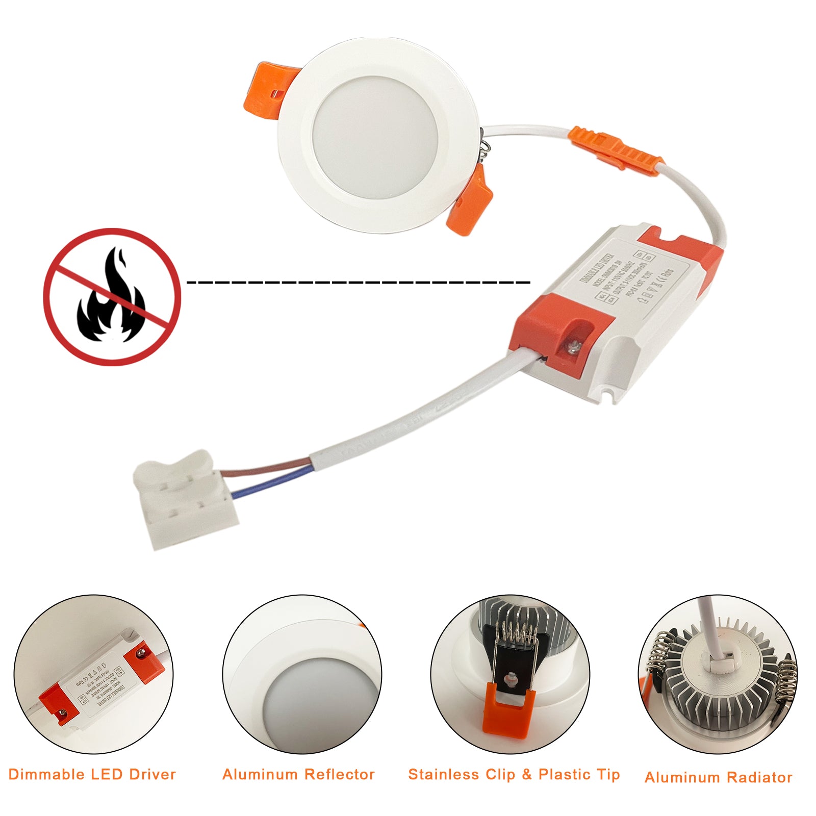 2 Inch LED Recessed Lighting 3W, Dimmable Downlight , 3000K Warm White Ceiling Light, CRI80+, Energy-Saving LED Downlight for Home Remodel & House Interior Décor, Easy Installation – 4 Pack