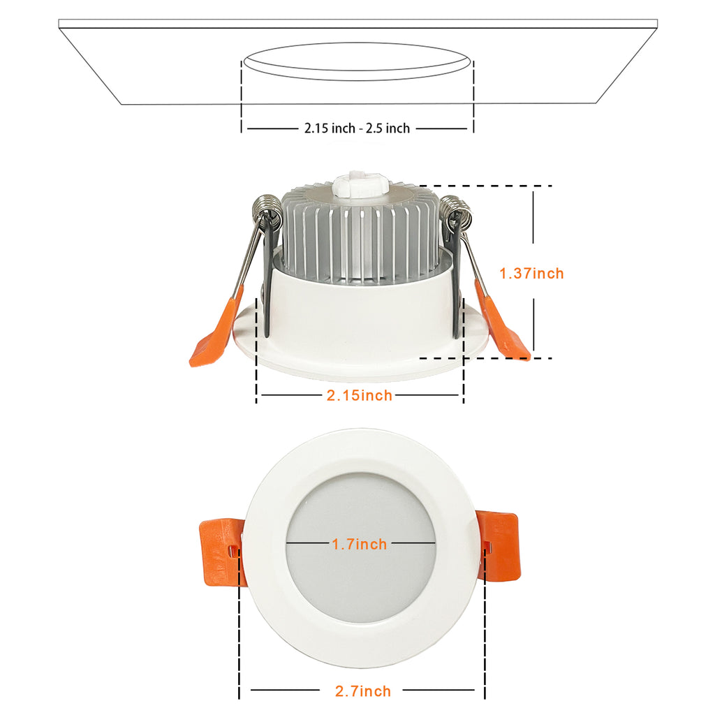 2 Inch LED Recessed Lighting 3W, Dimmable Downlight , 5000K Natural White Ceiling Light, CRI80+, Energy-Saving LED Downlight for Home Remodel & House Interior Décor, Easy Installation – 4 Pack