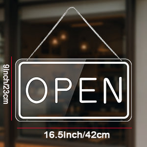 LED Open Sign for Business, USB Powered, Adjustable Brightness,  Cool White, 42x22.5cm, for Stores, Cafes, Bars, Hotels, Window Display