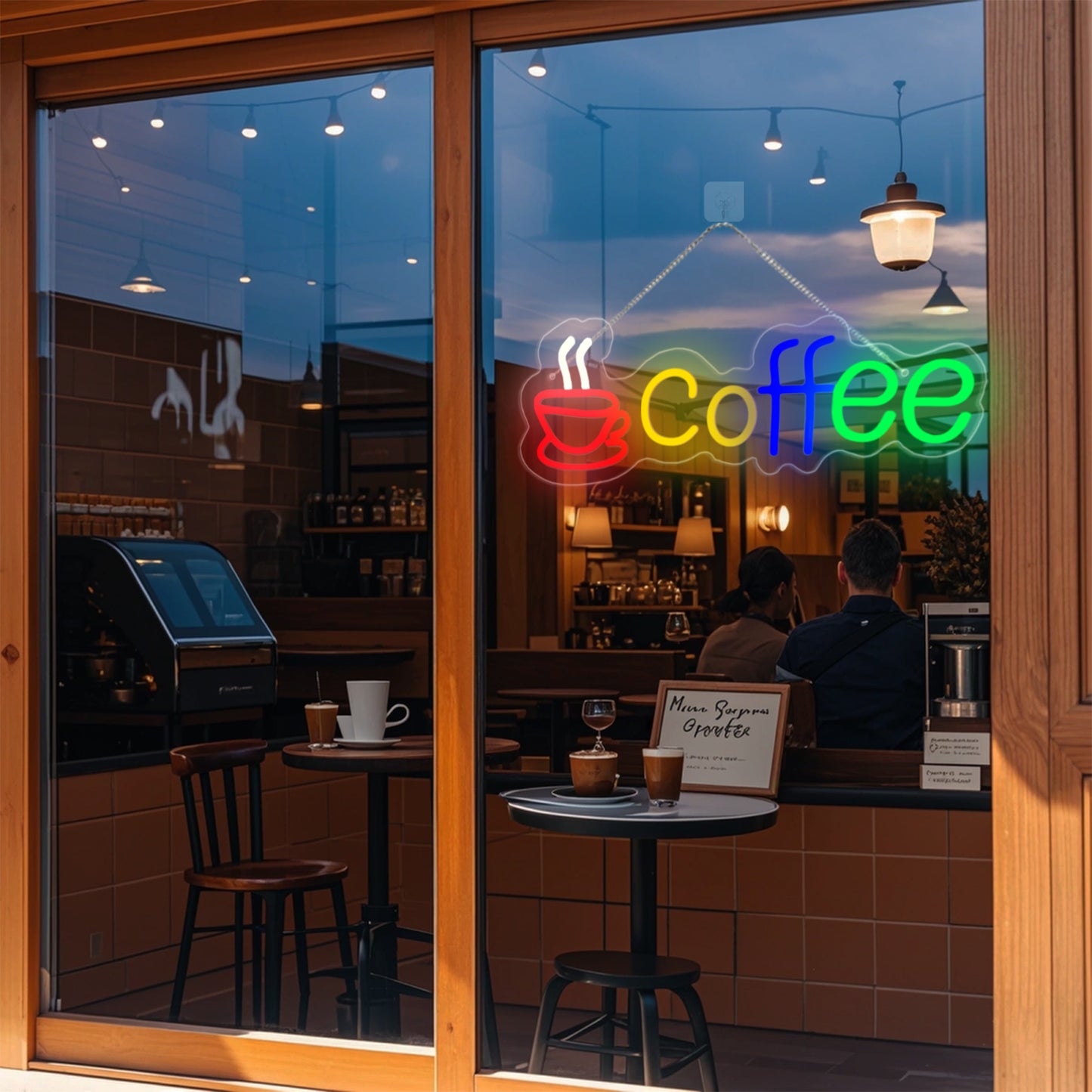 Coffee LED Neon Sign By USB - Adjustable Brightness with ON/Off Switch , Wall Decor LED Sign for Café Shops, Restaurants & Food Trucks