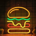 LED Neon Hamburger Sign By USB - Adjustable Brightness with ON/Off Switch , Wall Decor LED Sign for Food store restaurant snack shop.22.3cm/8.78"x 26.6cm/10.47"