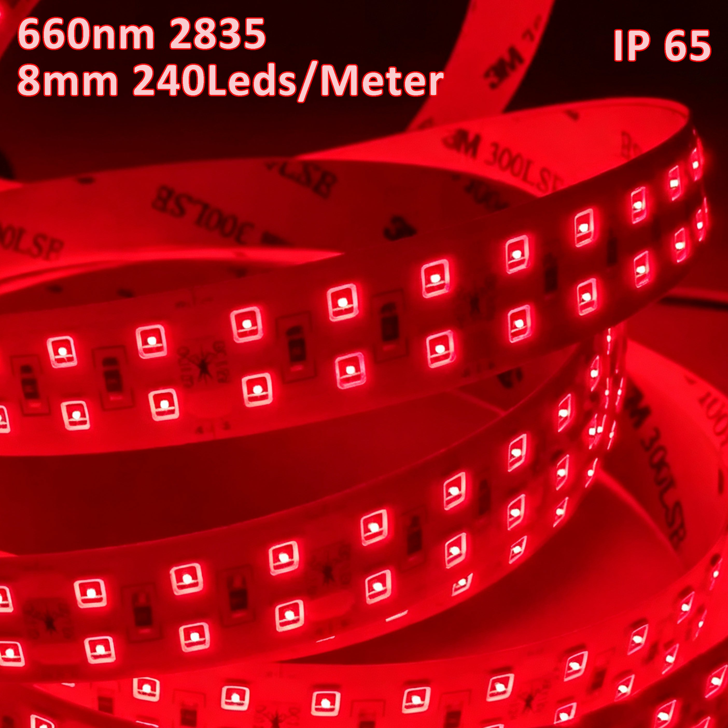 660nm Red Light Therapy LED Strip 5M（16.5FT） 240LEDs/M IP65 Waterproof for Skin Beauty Sauna Relaxation