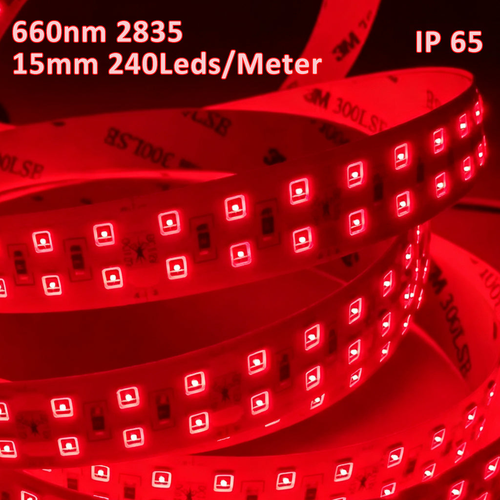 660nm Red Light Therapy LED Strip 5M（16.5FT） 240LEDs/M IP65 Waterproof for Skin Beauty Sauna Relaxation