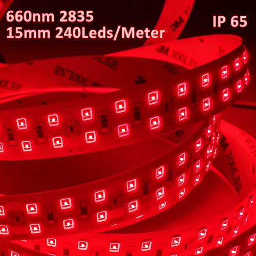 660nm Red Light Therapy LED Strip 5M（16.5FT） 240LEDs/M IP65 Waterproof for Skin Beauty Sauna Relaxation