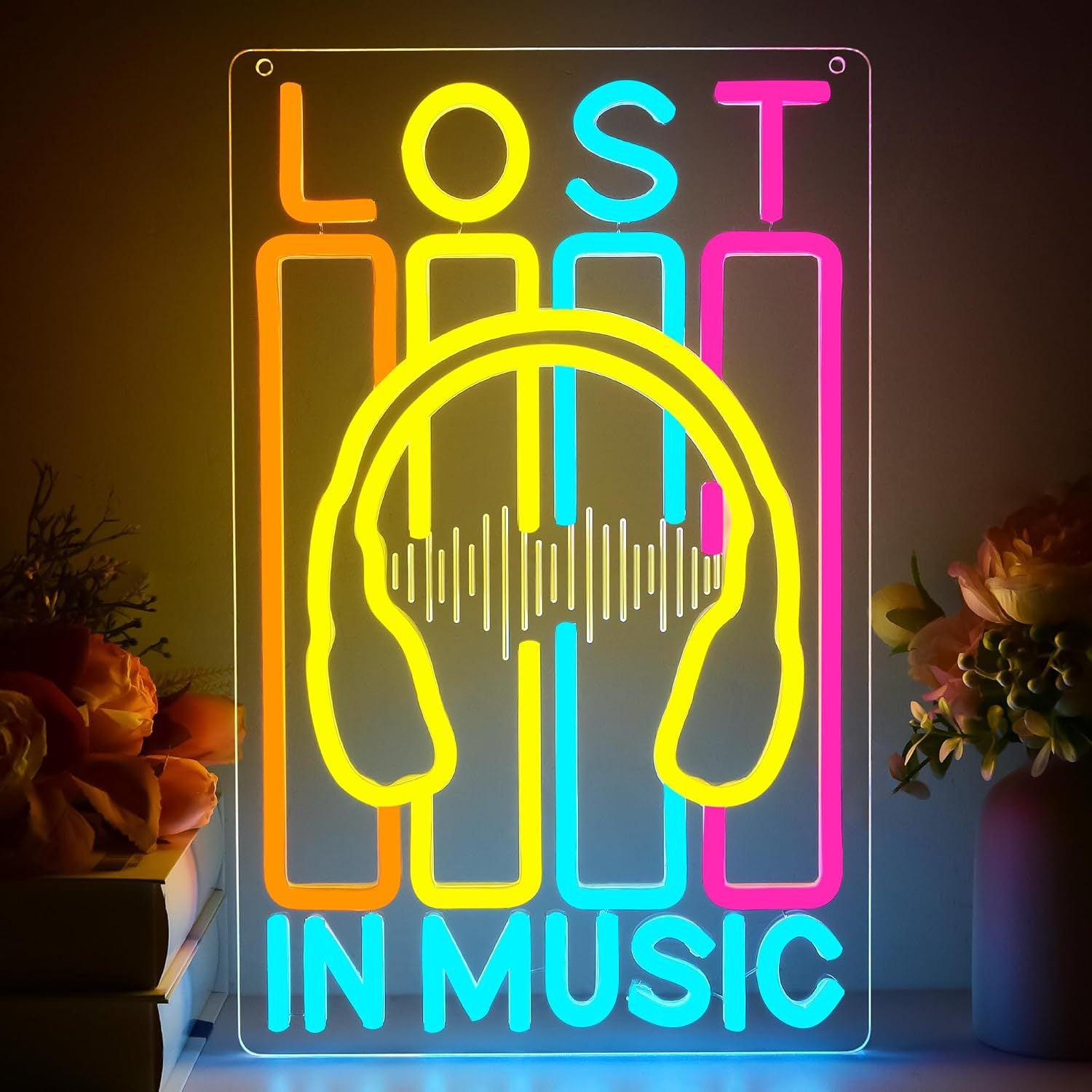 LED Neon MUSIC Sign By USB - Adjustable Brightness With ON/Off Switch , Wall Decor LED Sign for Bar Stage Atmosphere Decorative.24cm/9.45"x 38cm/14.96"