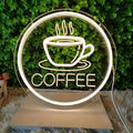 Coffee LED Neon Sign By USB - Adjustable Brightness with ON/Off Switch , Wall Decor LED Sign for Café Shops, Restaurants & Food Trucks,29.5cm/11.6"x 29.5cm/11.6"