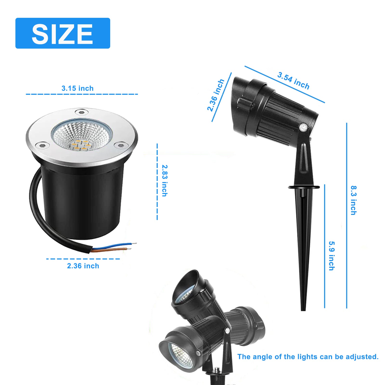 10 Pack RGBW LED Landscape Lights (5 Spike + 5 In-ground), 3W Low Voltage IP67 Waterproof Outdoor Lighting Kit with Remote Control, 16 Colors & 4 Modes Pathway Yard Garden Spotlights