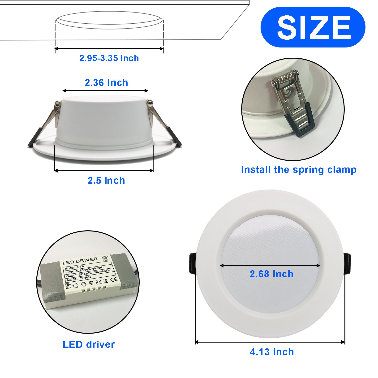 4 Inch RGBW Recessed Downlight, AC 110V 5W LED Ceiling Light, 16 Colors, 4 Dynamic Modes, Remote Control, 4 Pack