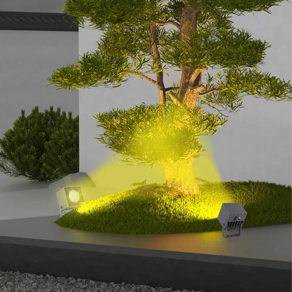 RGBW Outdoor LED Spotlights with Remote Control, IP65 Waterproof Landscape Lights, 16 Colours, 4 Lighting Modes & 5 Brightness Levels, Hardwired Colour Changing Garden Lights for Yard, Patio & Holiday Decorations