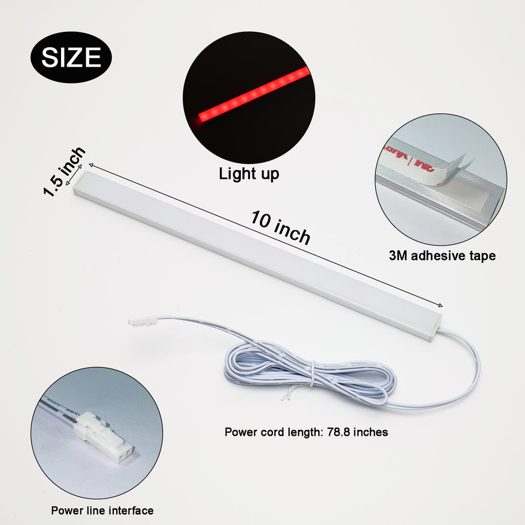 660nm Red LED Light Bar 5 Pack, 10 Inch DC12V Red Light Strip Kit with 5-Way Power Splitter, Self-Adhesive Red Grow Light for Indoor Plants, Cabinet, Shelf, Display & Ambient Lighting