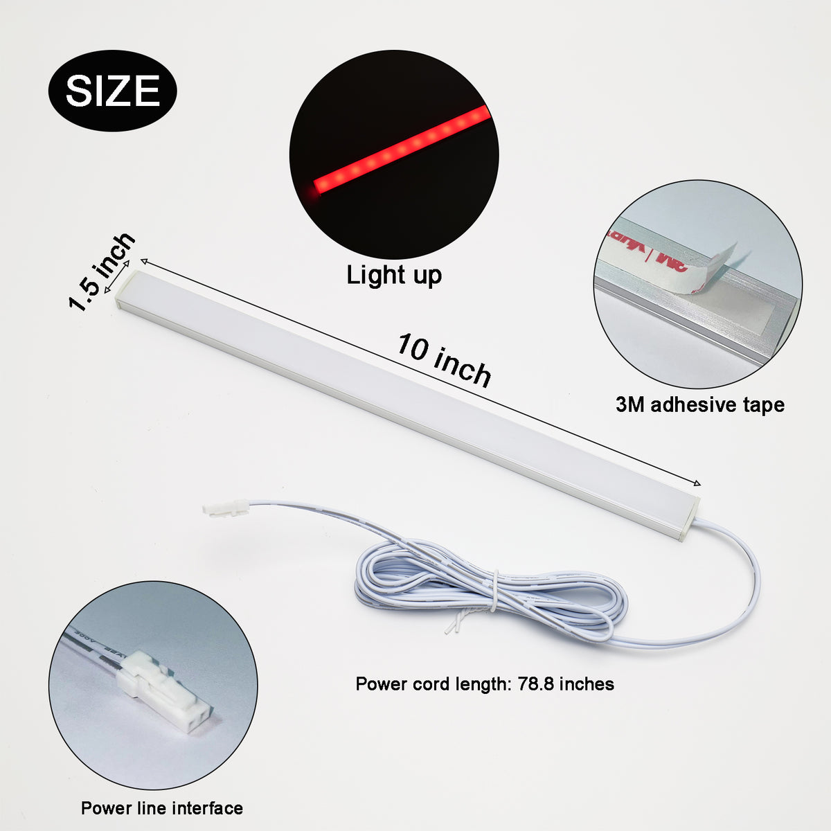 660nm Red LED Light Bar 5 Pack, 10 Inch DC12V Red Light Strip Kit with 5-Way Power Splitter, Self-Adhesive Red Grow Light for Indoor Plants, Cabinet, Shelf, Display & Ambient Lighting