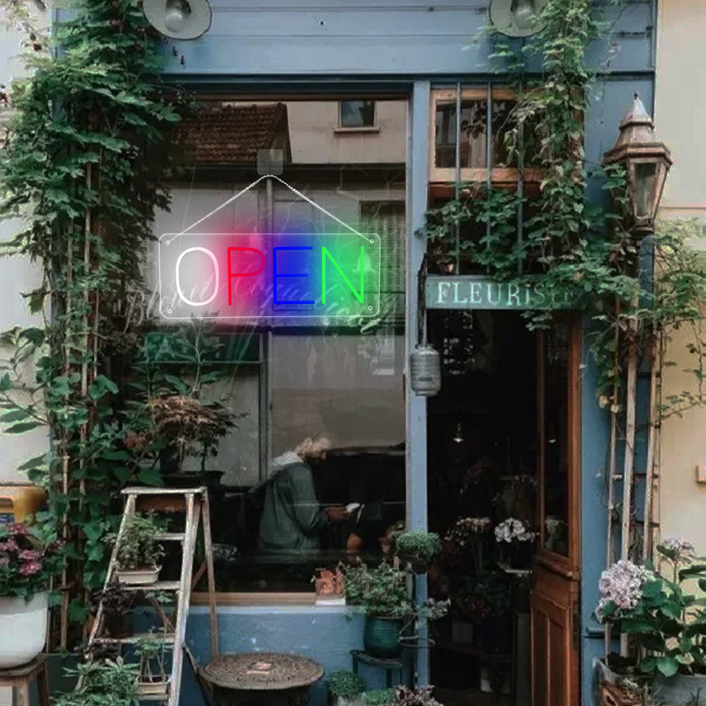 Neon Open Sign by USB ,50×19cm LED Business Sign with 5 Brightness Levels, Vibrant Open Sign LED for Shops, Cafés, Bars & Restaurants