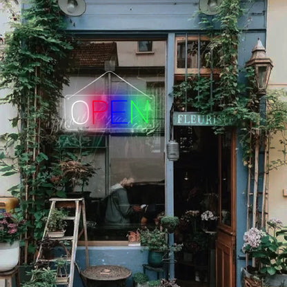 Neon Open Sign by USB ,50×19cm LED Business Sign with 5 Brightness Levels, Vibrant Open Sign LED for Shops, Cafés, Bars & Restaurants