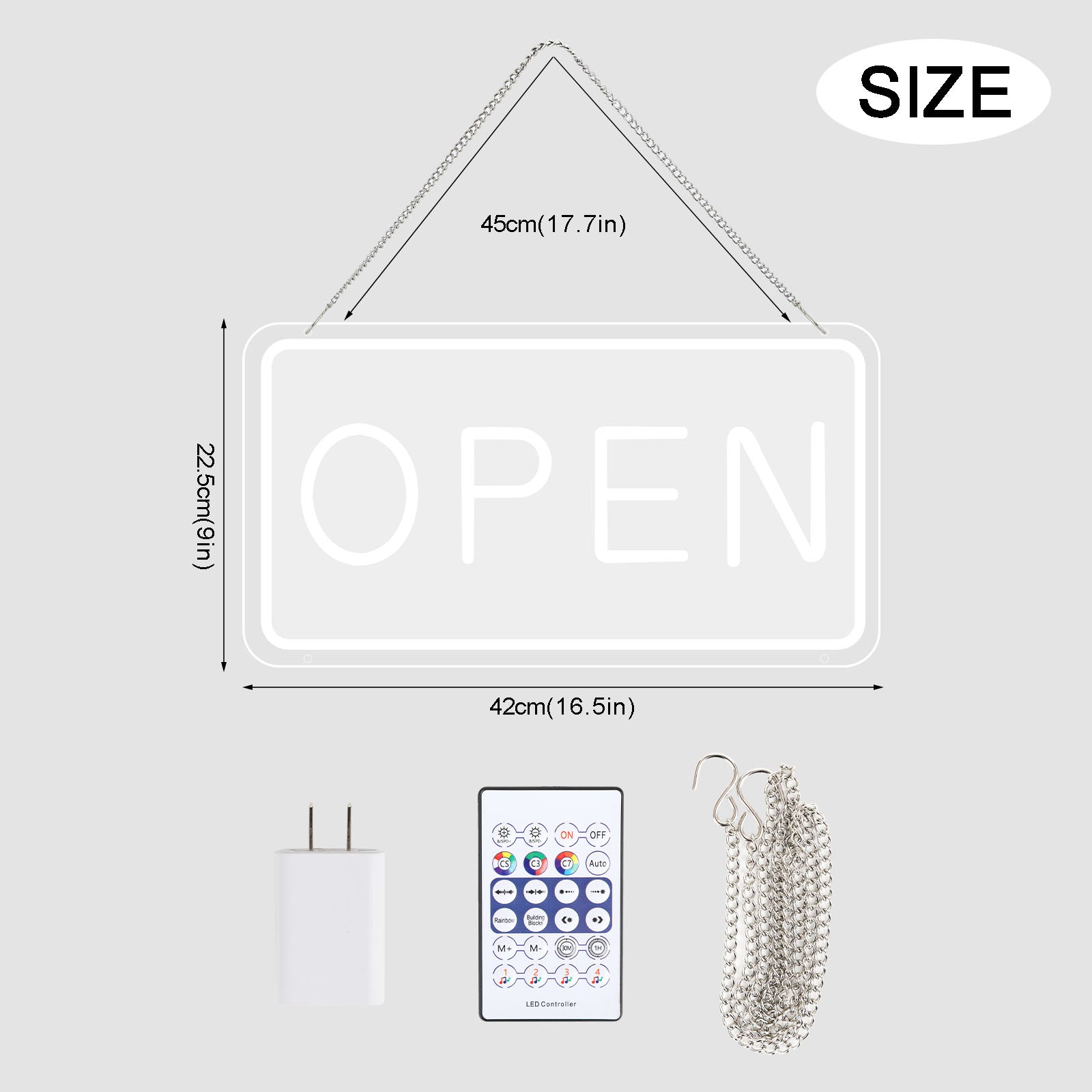 Dreamcolor LED Open Sign,16"x9" RGB LED Open Sign for Business,Powered by USB with RGB Mode Change Controller,Color Changing & Scrolling and Flashing Modes,APP Remote Control LED Open Sign for Store,Bar,Hotel,Door or Window Display