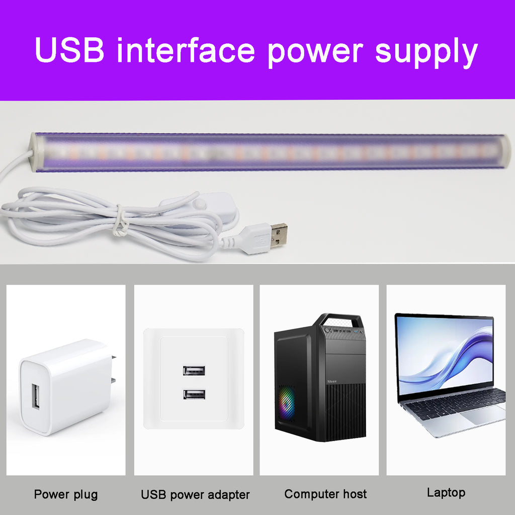 2 Pack UV Black Light Bar , USB Powered Ultraviolet Light Bar for Body Paint Glow Party, Fluorescent Posters, UV Resin Curing & Pet Urine Detector