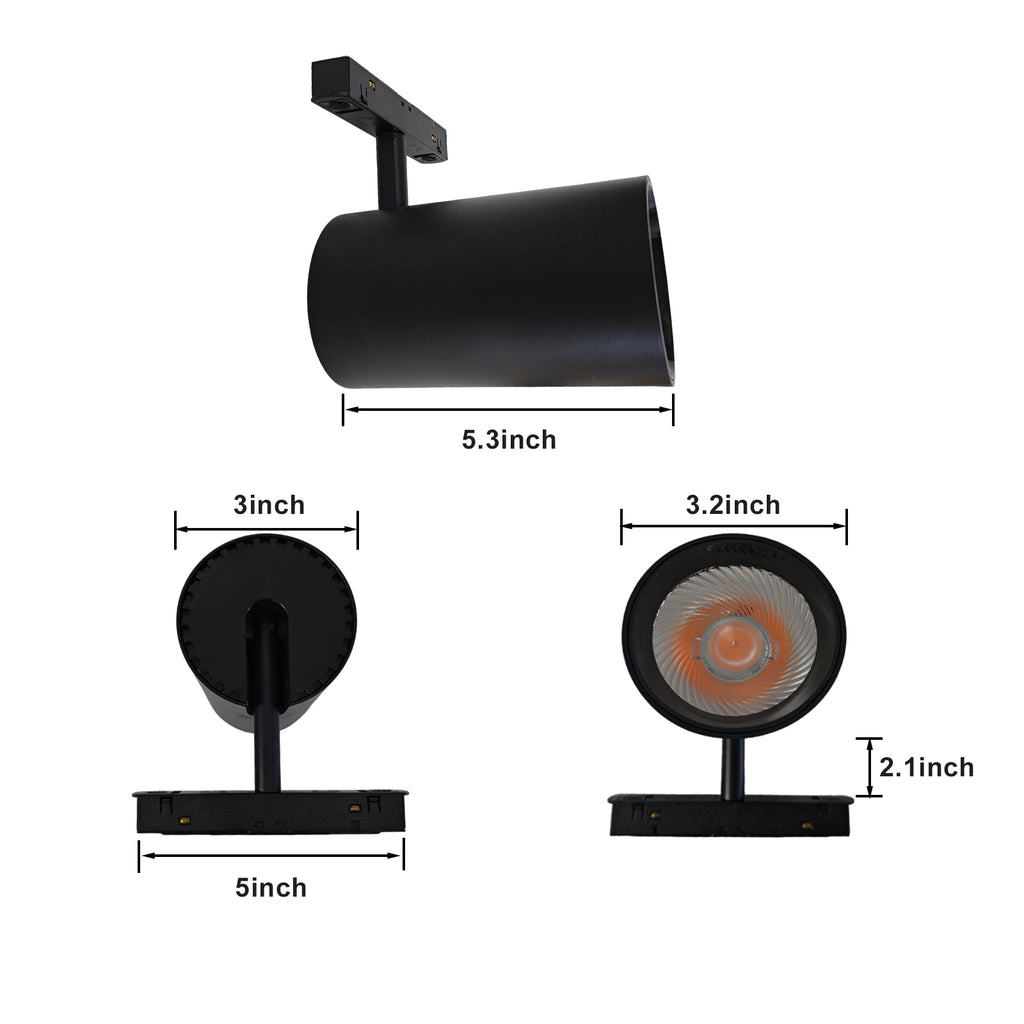20W Magnetic Track Spotlight, 3000K Warm White LED Track Light Head, 90° Adjustable Beam, 48V DC Low Voltage Ceiling Track Lighting Fixture for Magnetic Track System, for Home Retail Gallery