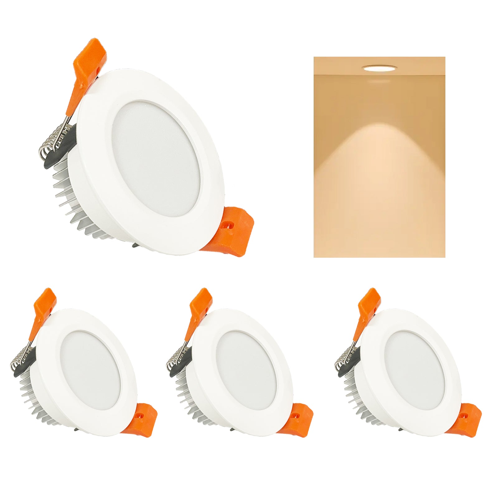 2 Inch LED Recessed Lighting 3W, Dimmable Downlight , 3000K Warm White Ceiling Light, CRI80+, Energy-Saving LED Downlight for Home Remodel & House Interior Décor, Easy Installation – 4 Pack