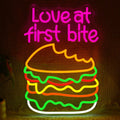 LED Neon Hamburger Sign By USB - Adjustable Brightness with ON/Off Switch , Wall Decor LED Sign for Food store restaurant snack shop.30cm/11.8"x 42cm/16.5"