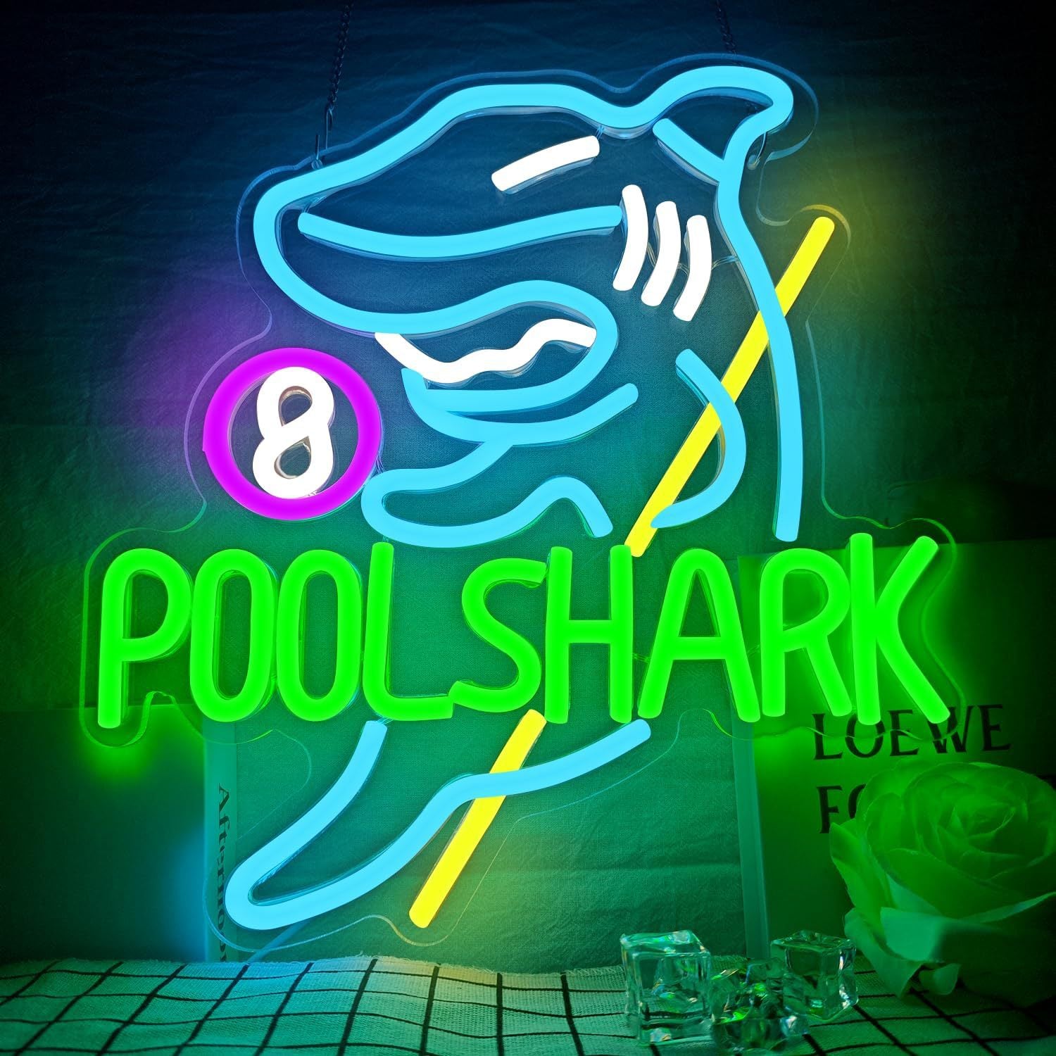 LED Neon Billiards Sign By USB - Adjustable Brightness with ON/Off Switch , Wall Decor LED Sign for Bar Billiards Game Room.30.5cm/12"x 33.5cm/13"
