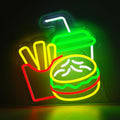 LED Neon Hamburger Sign By USB - Adjustable Brightness with ON/Off Switch , Wall Decor LED Sign for Food store restaurant snack shop.31.5cm/12.4"x 34.5cm/13.6"