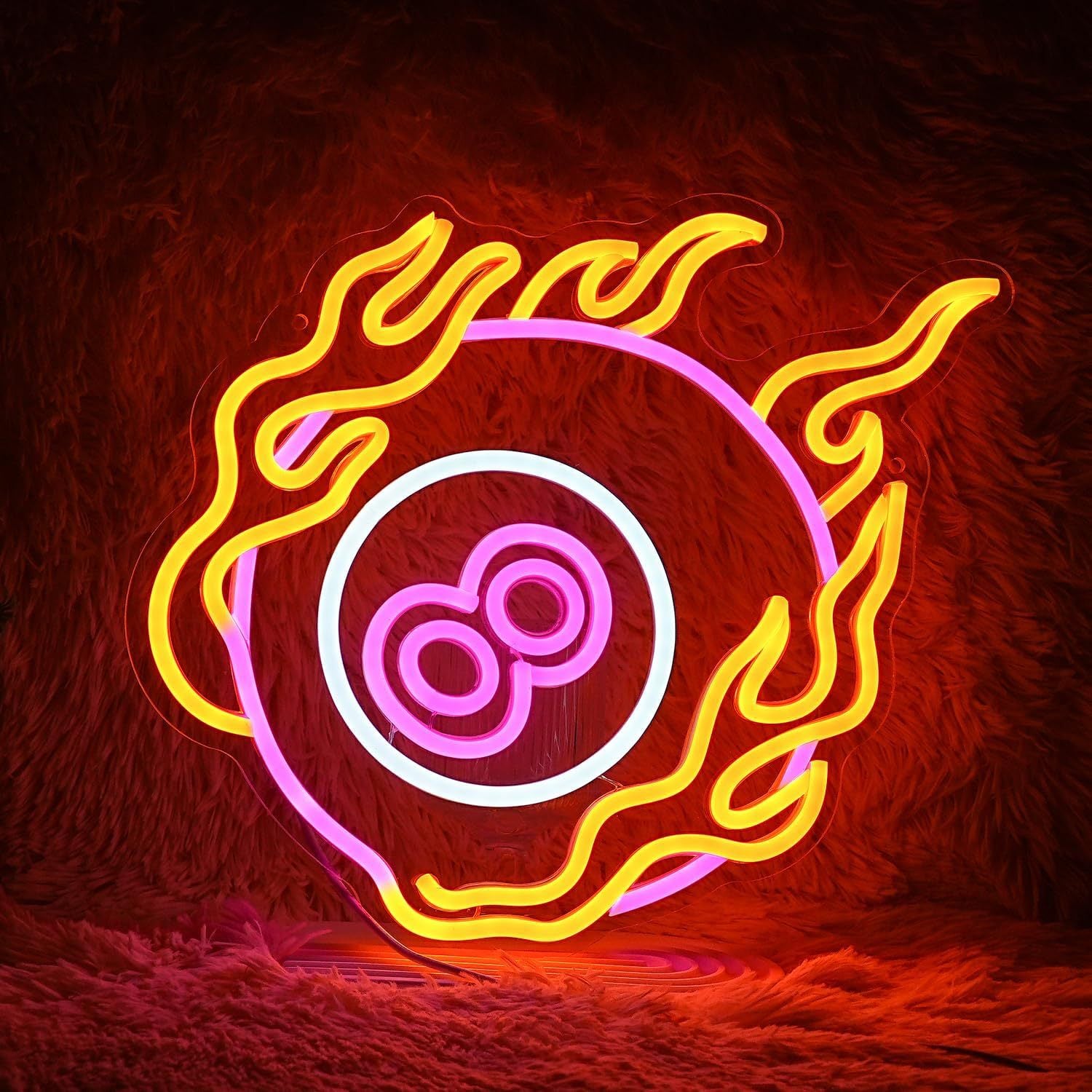 LED Neon Billiards Sign By USB - Adjustable Brightness with ON/Off Switch , Wall Decor LED Sign for Bar Billiards Game Room.32cm/12.6"x 27cm/10.6"