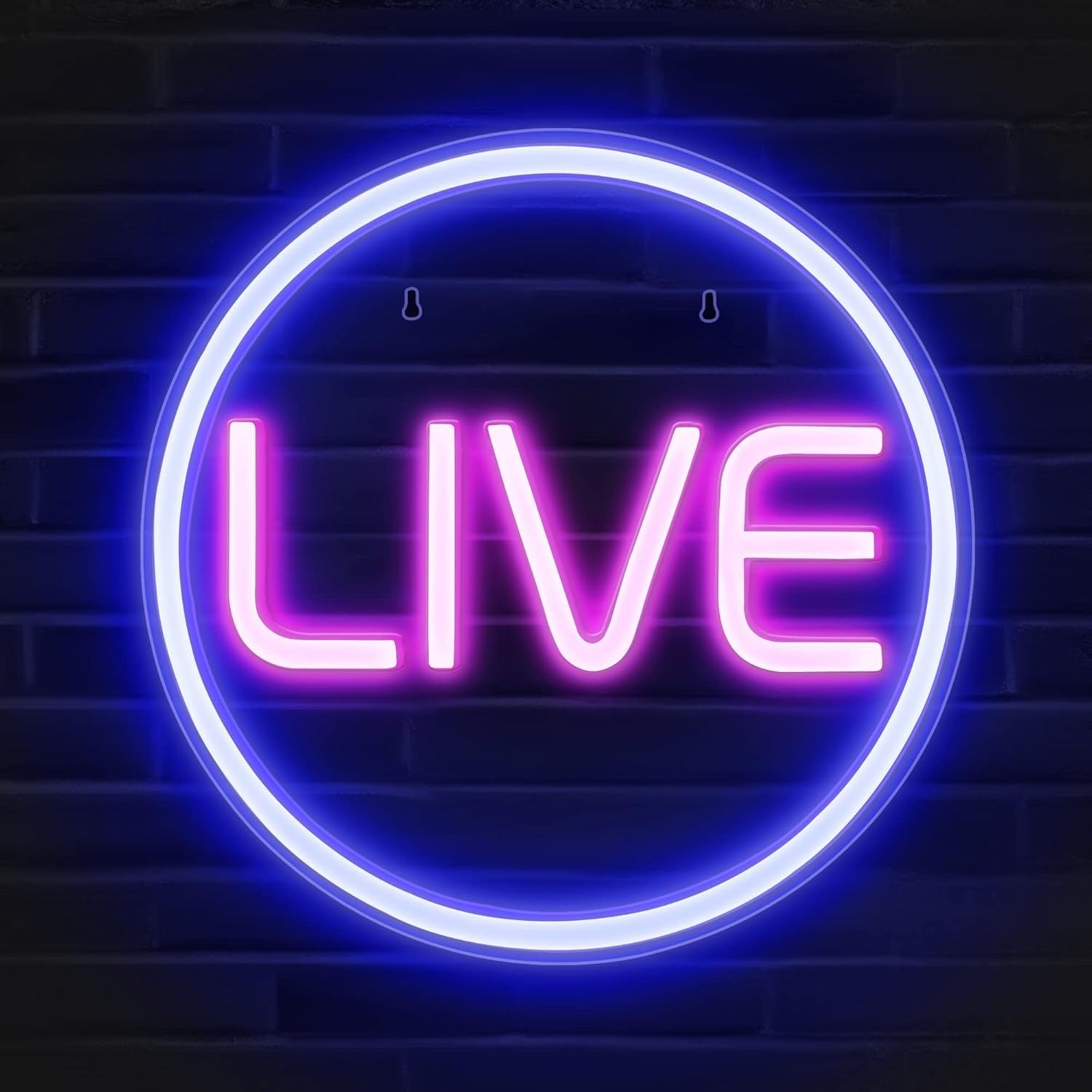 LED Neon LIVE Sign By USB - Adjustable Brightness With ON/Off Switch , Wall Decor LED Sign for Bar Stage Atmosphere Decorative.32cm/12.6"x 32cm/12.6"