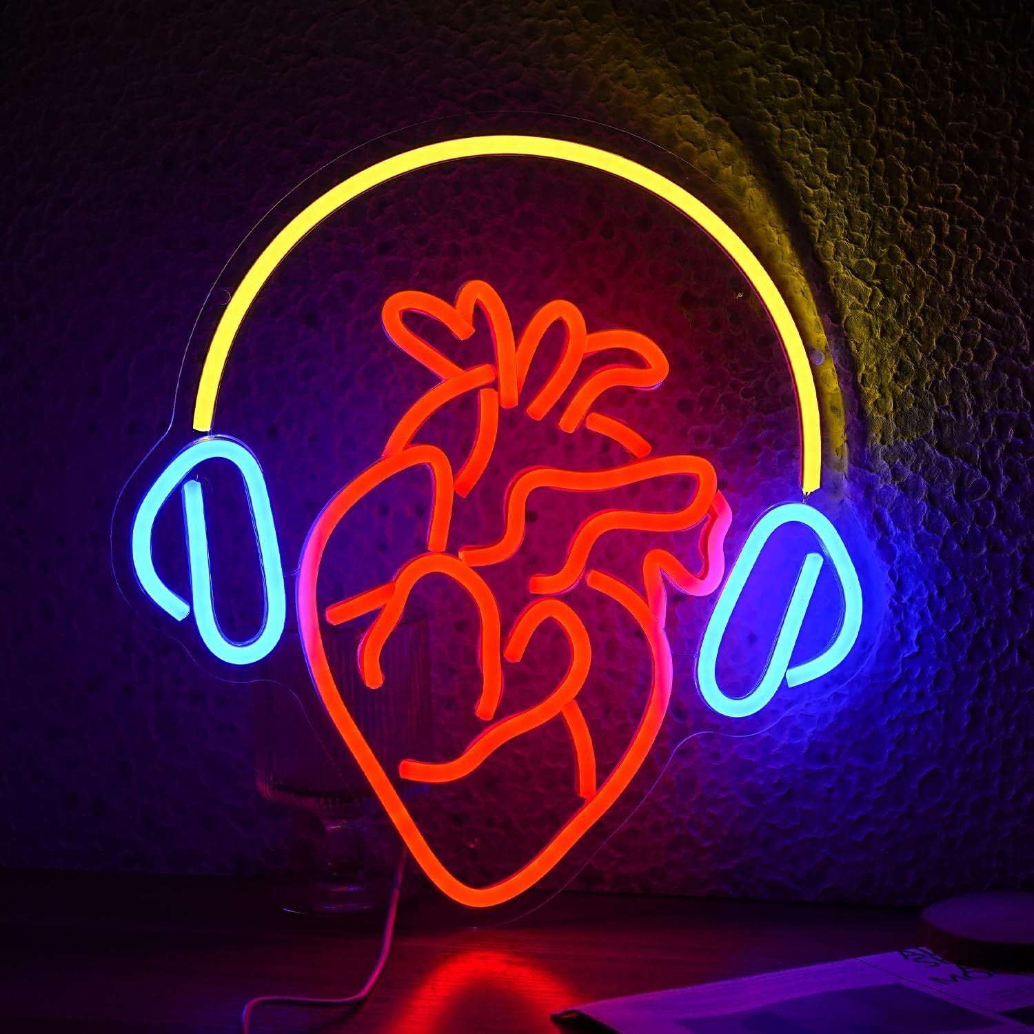 LED Neon MUSIC Sign By USB - Adjustable Brightness With ON/Off Switch , Wall Decor LED Sign for Bar Stage Atmosphere Decorative.32cm/12.6"x 33.5cm/13.2"